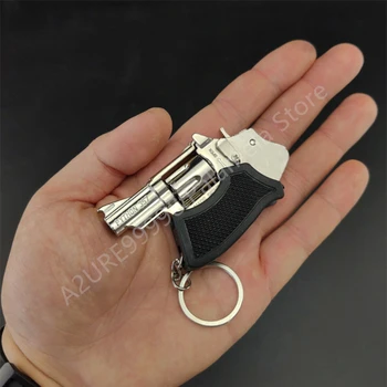Mini Srčkan Keychain za Moške Revolver Pištolo Orožje Ključnih Verige Obroči za Otroke, Odrasle Avto obesek za ključe, Kovina Ključa Imetnika