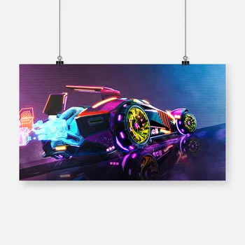 Neon avto raketa lige vaporwave umetnost Plakata Uokvirjena Lesen Okvir Platno Stensko Slikarstvo Art Dekor Študija Doma Dekoracijo Fotografij