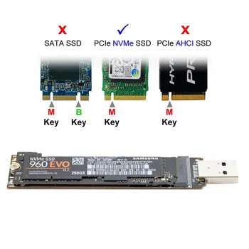 USB 3.0, da NVME M-tipko M. 2 NGFF SSD Zunanje PCBA Conveter Adapter s Flash Disk Primeru, Črna