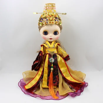 Blyth 1/6 Lutka LEDENO Licca BJD Skupni Organ Oblačila Kitajski Cesar Royal Zlati Brezplačna Dostava