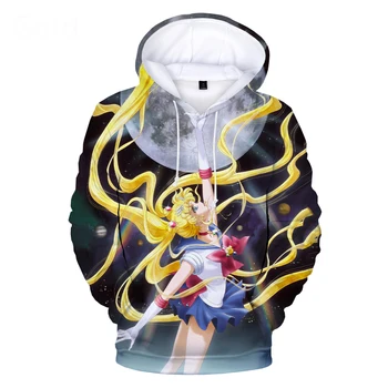 2020 Vroče Anime Sailor Moon Hoodies Ženske, Moške Zimske Priložnostne Puloverji Moda 3D Hooded zgornji del Trenirke Sailor Moon Dekle 3D Hoodie