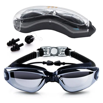 Plavalna Očala Čepi Sponka za Nos Galvanizacijo UV Nepremočljiva Anti meglo Kopalke, Očala Kopanje, Potapljanje Očala Gafas Nastavljiv