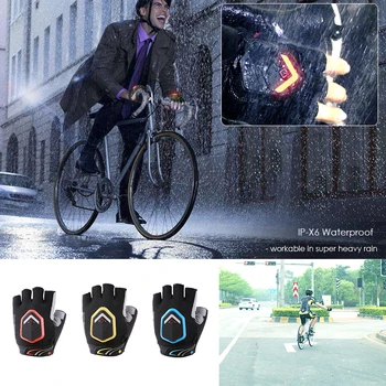 Rainproof Kolesarske Rokavice na Prostem, Kolesarska LED Vključite Signal opozorilna Lučka Rokavice Inteligentni Pol Prst Rokavice Šport