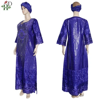 H&D Afriške Ženske Obleke Ankara Dashiki Maxi Obleko Vezenje Bazin Riche Oblačilih Headtie Autogele Vestido Fiesta Mujer SP-11