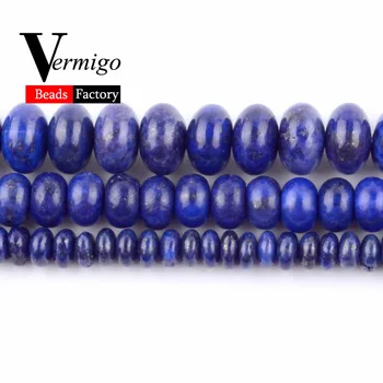 Debelo Naravnega Kamna Lapis Lazuli Rondelle Kroglice Za Needlework Nakit, Izdelava 2x4x6x8mm Abakus Kroglice Diy Zapestnica 15