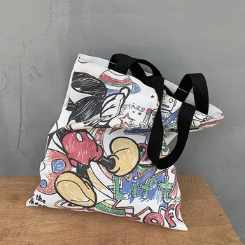 Disney novo platno vrečko ženske enotni ramenski ins risanka srčkan Mickey mouse natisniti moda študent platno baby dekleta torbici