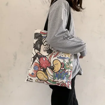 Disney novo platno vrečko ženske enotni ramenski ins risanka srčkan Mickey mouse natisniti moda študent platno baby dekleta torbici