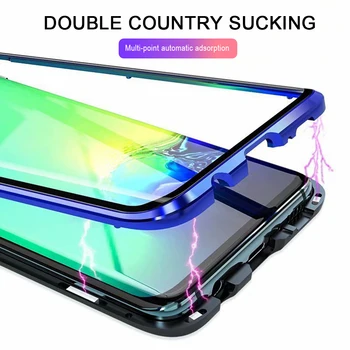 Telefon Primeru Za Samsung Galaxy S10 5G S10e S10 Plus Magnetni Primeru Steklo Magnet Adsorpcije Primeru Spredaj in Stekla Nazaj Kritje Lupini