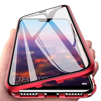 Telefon Primeru Za Samsung Galaxy S10 5G S10e S10 Plus Magnetni Primeru Steklo Magnet Adsorpcije Primeru Spredaj in Stekla Nazaj Kritje Lupini