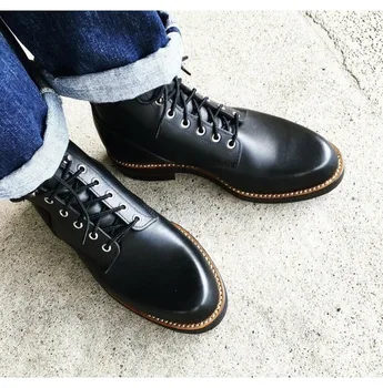 Ročno Pu Usnja Mens Čevlji Zimski Poslovni Modni Moški Priložnostne Black Martin Čevlji Hoja Obutev Zapatos De Hombre 4M732