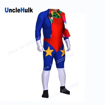Doink Klovn, Rokoborba Kostum - Multicolor Spandex Zentai Obleko s Plašč | UncleHulk