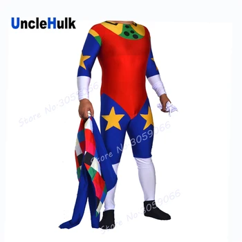 Doink Klovn, Rokoborba Kostum - Multicolor Spandex Zentai Obleko s Plašč | UncleHulk