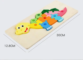 Cartoon Živali 3D Lesene Puzzle Baby Montessori Igrače Za Toddlers Zgodnje Učenje Spoznavanja Izobraževalne Igrače Sestavljanke