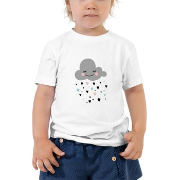 Футболка v obliki Srca dežja pod temne oblake Estetske Risanka Otroška Oblačila Ljubek Modni T-shirt Kratek Rokav Otroci Tee majica