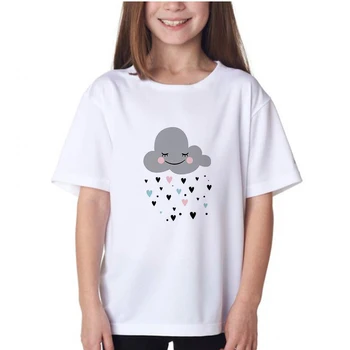 Футболка v obliki Srca dežja pod temne oblake Estetske Risanka Otroška Oblačila Ljubek Modni T-shirt Kratek Rokav Otroci Tee majica