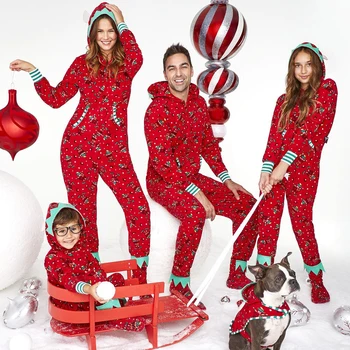 Božič Družinski ujemanje oblačila Božič domov nositi Romper Jumpsuit Stranka Klub Pižamo Nastavite Sleepwear Žensk, Moških, Otrok More