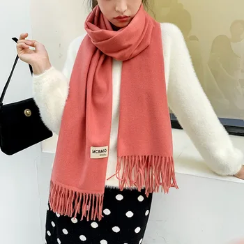 Pozimi 2019New WomanScarf Posnemali Kašmir,korejski Dolgo-slog toplo ruto čiste barve, gospa šal odejo šal Kašmir-kot šal