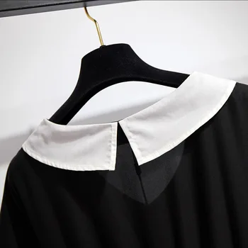 Nova plus velikost dame poletje oblačenja za ženske velika svoboden priložnostne kratek rokav retro gumb za črno nabrano obleko 3XL 4XL 5XL 6XL 7XL
