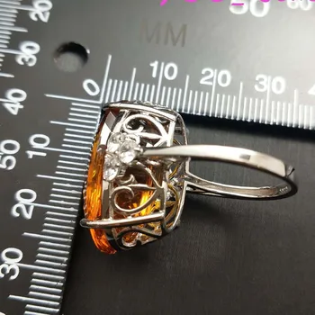 FLZB, Očarljive prstan velike naravne citrine gemstone ovalne lep razkošje obroč 925 sterliing fine srebrni nakit za ženske