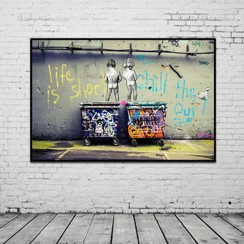 Banksy Grafiti Povzetek Platno Plakatov in Fotografij 