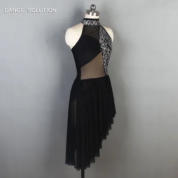 Povodcem vratu black bleščica in mrežasto obleko za dekleta in ženske, balet ples Lirično ples kostum sodobni ples obleko 19611