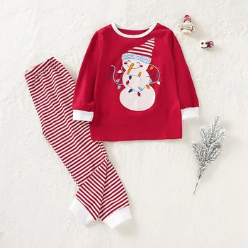 Baby Dekleta Obleke Božična Risanka Tiskanja Sestra Družino Ujemanje Sleepwear Bluzo+Hlače Romper Pižamo Za 0-18 M