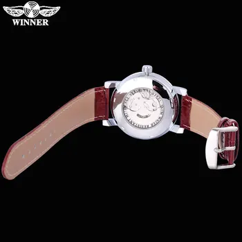 ZMAGOVALEC priložnostne znamke moški modni šport mehanske ure usnjeni trak za moške samodejno okostje ure moška ura reloj hombre