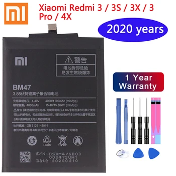 Xiaomi Originalne Baterije BM47 4000 mah Za XIAOMI Redmi 4X Redmi 3S Baterije Redmi 3 3 Pro 3X 4X 4X Pro Pristno Baterijo Telefona