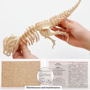 2020 Novo DIY Dinozaver 3D Lesene Puzzle Metulj Slon Konj, Lev Letalo Dinozavri Ročno Izobraževalne Igrače za Otroke
