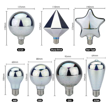 LED Luči E27 3D Ognjemet Edison Žarnica Dekoracijo Svetilka 220V Praznik Luči A60 ST64 G80 G95 G125 Nočna Lučka za Božično Dekoracijo