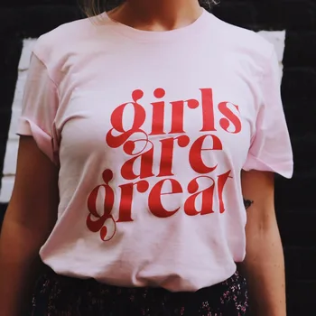 Feministična Dekleta so Super Majica ženska Moč Womens Pravice Grdo Patriarchy slogan modni t-shirt roza bela tumblr feministe tee