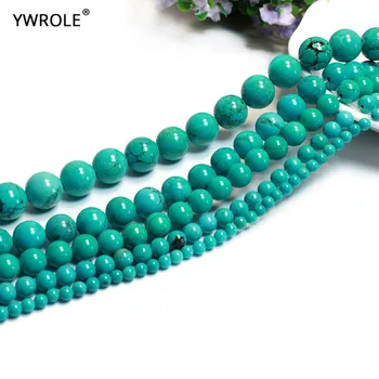Vrh AAA Naravno Zeleno Turquoises Krog Kamna Kroglice Za nakit, Izdelava DIY Zapestnico, Ogrlico 4/6/8/10/12 MM