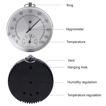 OOTDTY Zaprtih prostorih, na Prostem, Analogni Termometer, Higrometer Temperatura Vlažnost Meter HT9100