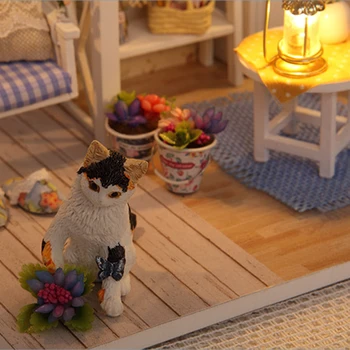 3D Mini LED Lutka Hiša Pohištvo DIY Ročno izdelan Model s pokrovom Igrača Desk Dekor izboljšanje ustvarjalnosti gojiti naklonjenosti darila