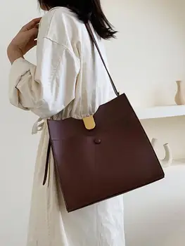 Vintage Big Tote vrečko 2020 Moda New Visoke Kakovosti PU Usnja Ženske Oblikovalec Torbici Visoka zmogljivost Ramenski Messenger Bag