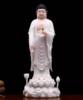 48 cm velike visoko kakovostni jade Amitabha Sakyamuni RU LAI kip bude Azija družinsko varnost, zdravo zaščito DOMA Svetišče Kiparstvo
