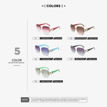 DENISA Luksuzne blagovne Znamke Rimless sončna Očala Za Ženske Edinstveno Očala Tempelj Design Kvadratnih sončna Očala z UV Zaščito Rdeče Odtenke G28006