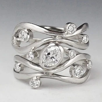 BIJOX ZGODBA moda 925 sterling srebro obroč, nakit, s geometrijske oblike AAA cirkon gemstone za ženske obletnico poroke obroč