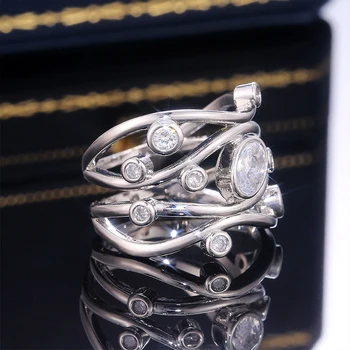 BIJOX ZGODBA moda 925 sterling srebro obroč, nakit, s geometrijske oblike AAA cirkon gemstone za ženske obletnico poroke obroč