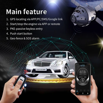 EASYAGUARD GPS tracker avto alarmni sistem Pritisni Gumb Starter PKE Vnos Remote Start Stop podpira android in IOS sistema alarm