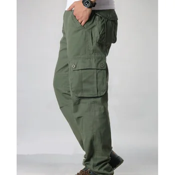 Moške Cargo Hlače Mens Priložnostne Multi Žepi Vojaško Taktično Hlače Moški Outwear Ravne dolge hlače, Dolge Hlače, velikosti 42 44