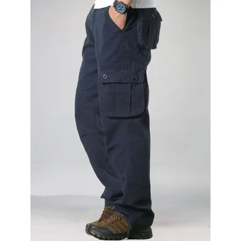 Moške Cargo Hlače Mens Priložnostne Multi Žepi Vojaško Taktično Hlače Moški Outwear Ravne dolge hlače, Dolge Hlače, velikosti 42 44