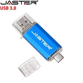 JASTER Novo 2 V 1 OTG (Android in PC & Type_C) USB 3.0 pomnilniški ključek Kovinski Meri Pen Drive 32GB 64GB 8GB 16GB 4GB Poročna Darila
