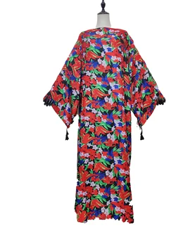 Boubou Africain Femme 2021 Afriške Tiskanja Dashiki Plus Velikost Bohemian Bombaž Tam Kaftan Obleke Tradicionalnih Dolg Rokav Muslimansko Obleko