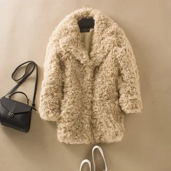 Jagnje krzno plašč ženska zimski plašči in jopiči pravi fur coats za ženske zimski plašč ženske
