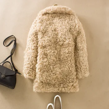 Jagnje krzno plašč ženska zimski plašči in jopiči pravi fur coats za ženske zimski plašč ženske