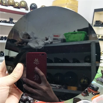 DHX SW velik 20 cm naravni črni obsidian ploščo fengshui debele ogledalo krog disk reiki healing kristalni kamen z brezplačno polica