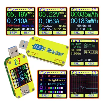 UM34/UM34C UM25 UM24C USB 3.0 Tip-C DC Voltmeter Ampermeter Napetosti tok Merilnik Napolnjenosti Baterije Ukrep Kabel Odpornost Tester