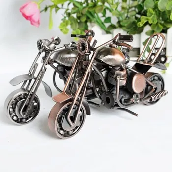 Vintage kovanega železa motorno kolo, model okraski home office okraski, ustvarjalna ročno izdelane kovinske obrti zbirka hobi darila