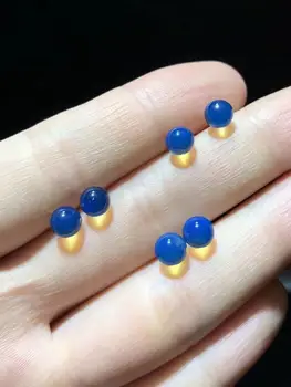 SHIQING Narava modra oranžna nobel srebro stud žogo gemstone, uhani za ženske
